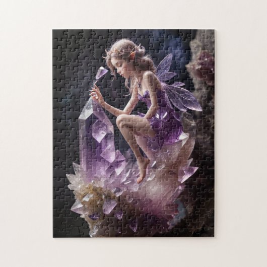 Magische Fairy Paarse Amethyst kristallen Legpuzzel (Verticaal)