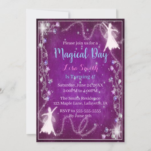 Magische Fairy Paarse Sterrennacht Verjaardagsfees Kaart (Voorkant)