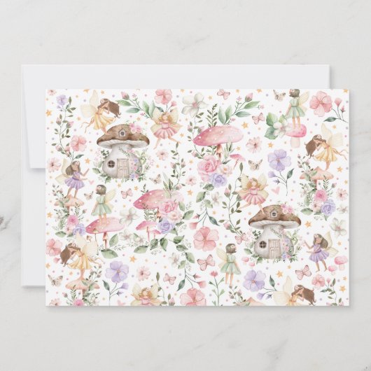 Magische Fairy Pink Paars Floral Birthday Foto Kaart (Achterkant)