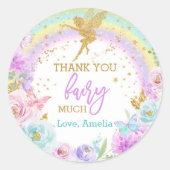 Magische Fairy Regenboog Bloemen Ronde Favor Label (Voorkant)