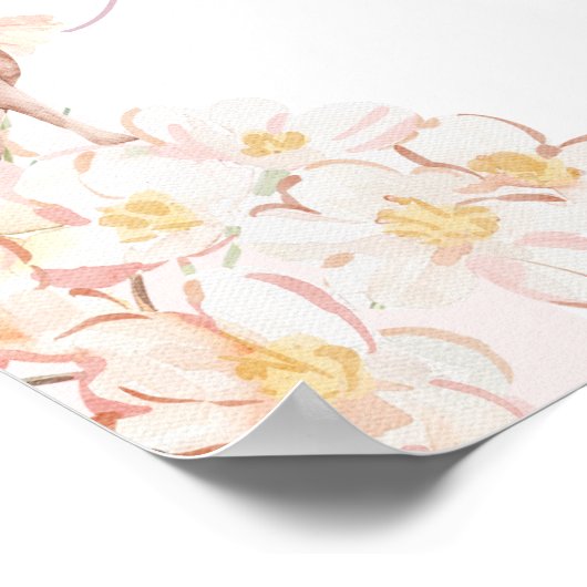 Magische Fairy Roze Bloemen Meisjes Verjaardag Wel Poster (Hoek)