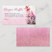 Magische Fairy Roze Bloemen Tuin Luier Raffle Informatiekaartje (Voorkant / Achterkant)