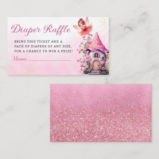 Magische Fairy Roze Bloemen Tuin Luier Raffle Informatiekaartje (Voorkant / Achterkant)