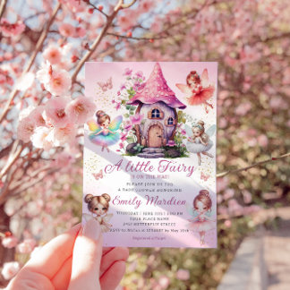 Magische Fairy Roze Blush Bloemen Tuin Baby shower Kaart