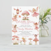 Magische Fairy Roze Blush Bloemen Tuin Baby shower Kaart (Staand voorkant)