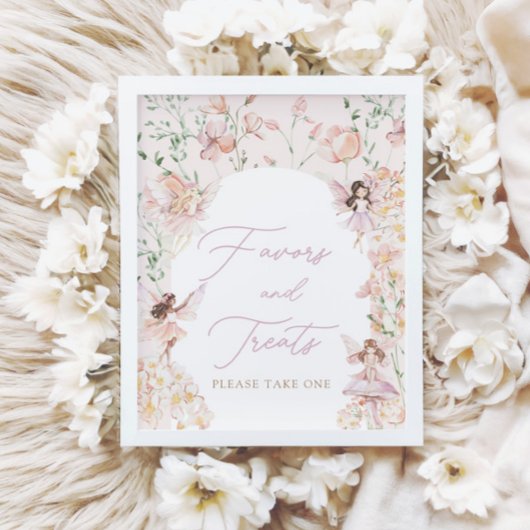 Magische Fairy Roze Meisjes Favors en Treats Teken Poster