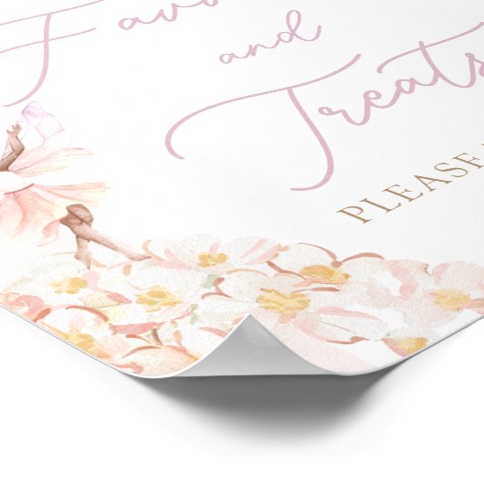 Magische Fairy Roze Meisjes Favors en Treats Teken Poster (Hoek)