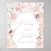 Magische Fairy Roze Meisjes Favors en Treats Teken Poster (Voorkant)