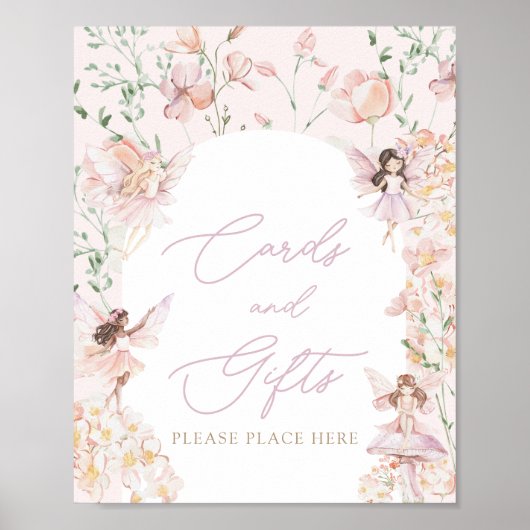 Magische Fairy Roze Meisjes Kaarten en Cadeaubordj Poster (Voorkant)