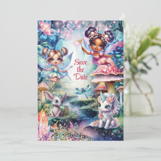Magische Fairy Save the Date Kaart (Staand voorkant)