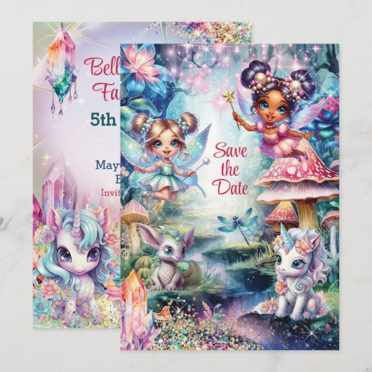 Magische Fairy Save the Date Kaart (Voorkant / Achterkant)