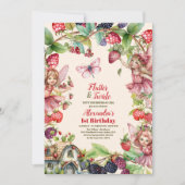 Magische Fairy Strawberry Garden Pixie 1e Verjaard Kaart (Voorkant)