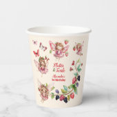 Magische Fairy Strawberry Garden Pixie 1e Verjaard Papieren Bekers (Achterkant)