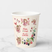 Magische Fairy Strawberry Garden Pixie 1e Verjaard Papieren Bekers (Voorkant)