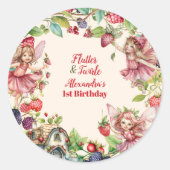 Magische Fairy Strawberry Garden Pixie 1e Verjaard Ronde Sticker (Voorkant)