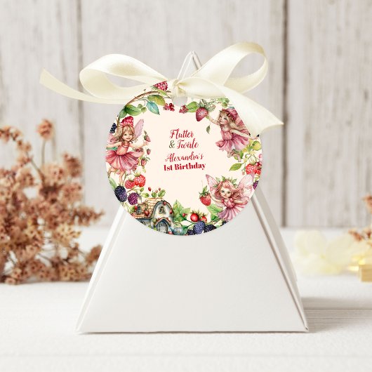 Magische Fairy Strawberry Garden Pixie 1e Verjaard Ronde Sticker