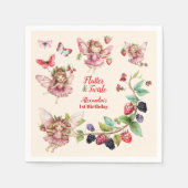 Magische Fairy Strawberry Garden Pixie 1e Verjaard Servet (Voorkant)
