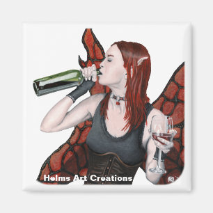 Magische Fairy Wijnfles Fantasy Button Magnet
