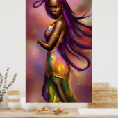 Magische fantasie Afrikaanse vrouw kleurrijk haar Poster (Keuken)