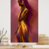 Magische fantasie Afrikaanse vrouw kleurrijk haar  Poster (Keuken)