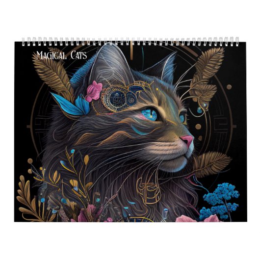 Magische fantasie katten - AI gegenereerde kunst Kalender (Hoes)