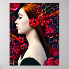 Magische fantasie mooie gezichtbloemen poster