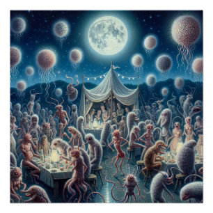 Magische Fantasie Parasieten Party Op Volle Maan K Perfect Poster