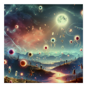 Magische Fantasie Parasieten Party Op Volle Maan K Perfect Poster