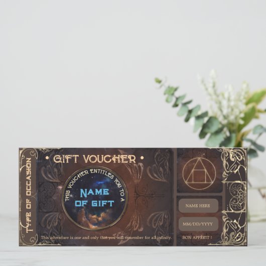 Magische  fantasie siergeschenkbon (Staand voorkant)