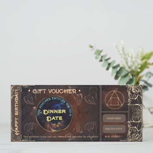 Magische  fantasie Verjaardagscadeaubon (Staand voorkant)