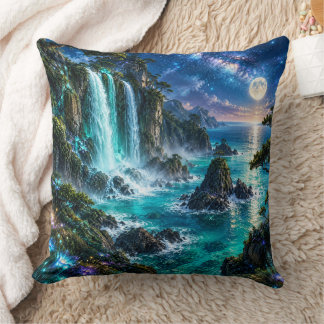 Magische Fantasie Waterval aan de Oceaan Kust Onde Kussen