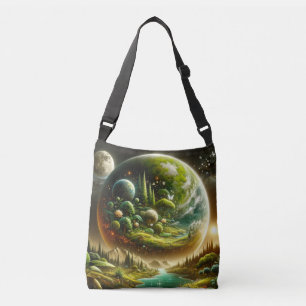 Magische fantasieplaneet met hemelse Natuur Crossbody Tas