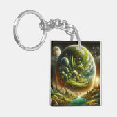 Magische fantasieplaneet met hemelse Natuur Sleutelhanger (Voorkant Links)