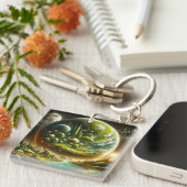 Magische fantasieplaneet met hemelse Natuur Sleutelhanger (Voorkant Rechts)