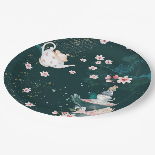 Magische fantasy Alice in Wonderland Collage Papieren Bordje (Gekanteld)