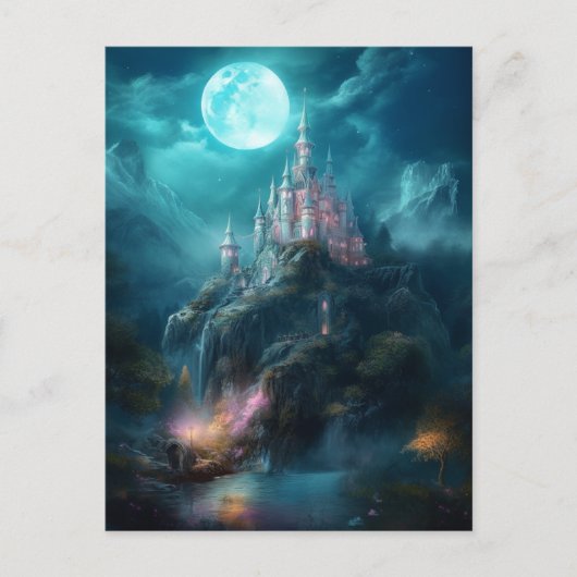 Magische Fantasy Castle Full Moon Briefkaart (Voorkant)