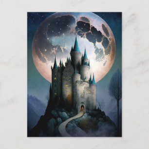 Magische Fantasy Castle Full Moon Briefkaart