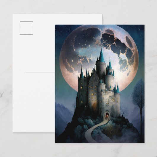 Magische Fantasy Castle Full Moon Briefkaart (Voorkant / Achterkant)
