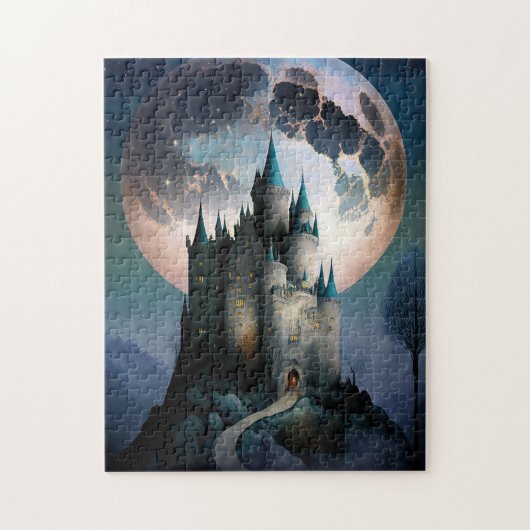 Magische Fantasy Castle Full Moon Legpuzzel (Verticaal)