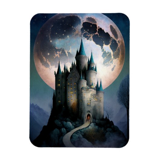 Magische Fantasy Castle Full Moon Magneet (Verticaal)