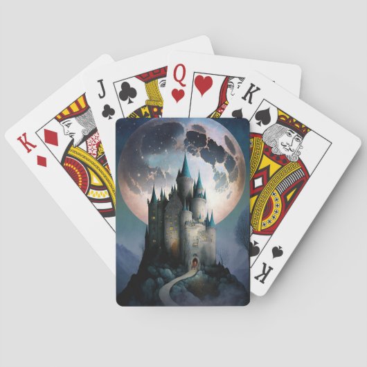 Magische Fantasy Castle Full Moon Pokerkaarten (Achterkant)