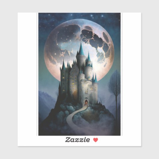 Magische Fantasy Castle Full Moon Sticker (Vel)