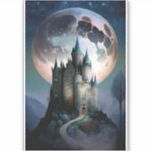 Magische Fantasy Castle Full Moon Sticker (Voorkant)