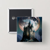 Magische Fantasy Castle Full Moon Vierkante Button 5,1 Cm (Voorkant /achterkant)
