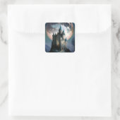 Magische Fantasy Castle Full Moon Vierkante Sticker (Tas)