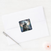 Magische Fantasy Castle Full Moon Vierkante Sticker (Envelop)