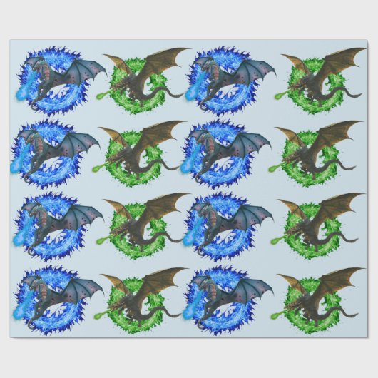 Magische Fantasy Dragon Slang Vuur Ademhaling Cadeaupapier (Vlak)