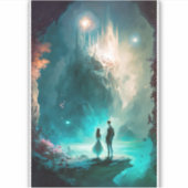 Magische Fantasy Landscape Art Sticker (Voorkant)