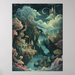 Magische fantasy landschap Magische mysterie print