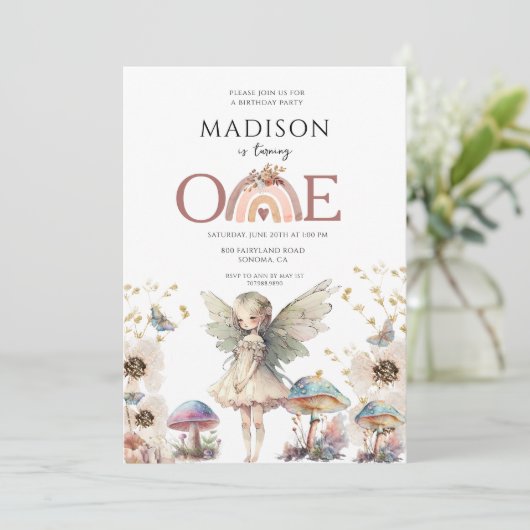 Magische fee 1e verjaardag kaart (Staand voorkant)